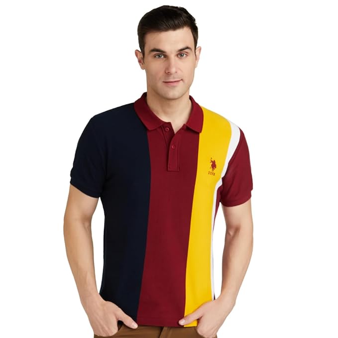 u.s. polo assn. men's colour block pure cotton slim fit polo shirt u.s. polo assn. men's colour block pure cotton slim fit polo shirt