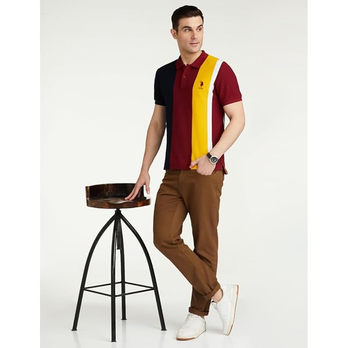 u.s. polo assn. men's colour block pure cotton slim fit polo shirt u.s. polo assn. men's colour block pure cotton slim fit polo shirt
