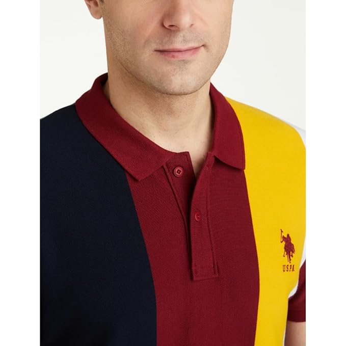 u.s. polo assn. men's colour block pure cotton slim fit polo shirt u.s. polo assn. men's colour block pure cotton slim fit polo shirt